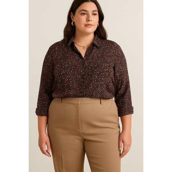 Talbots Woman Pure Silk Blouse – Size 16W | Abstract Print, Retro Luxe, Quiet Lu - Picture 1 of 9